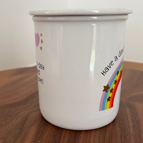 VINTAGE Hallmark Mug Mates Coffee Cup With Coaster Lid Have A Rainbow Day Japan - Picture 10 of 12